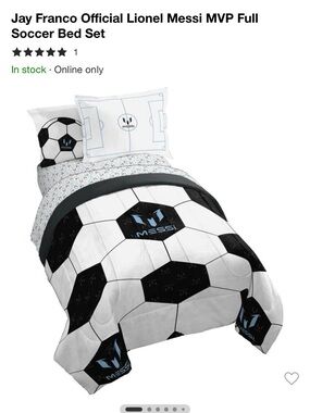 Messi Soccer Hexagon Comforter twin Set - White & Black with Light Blue Accents